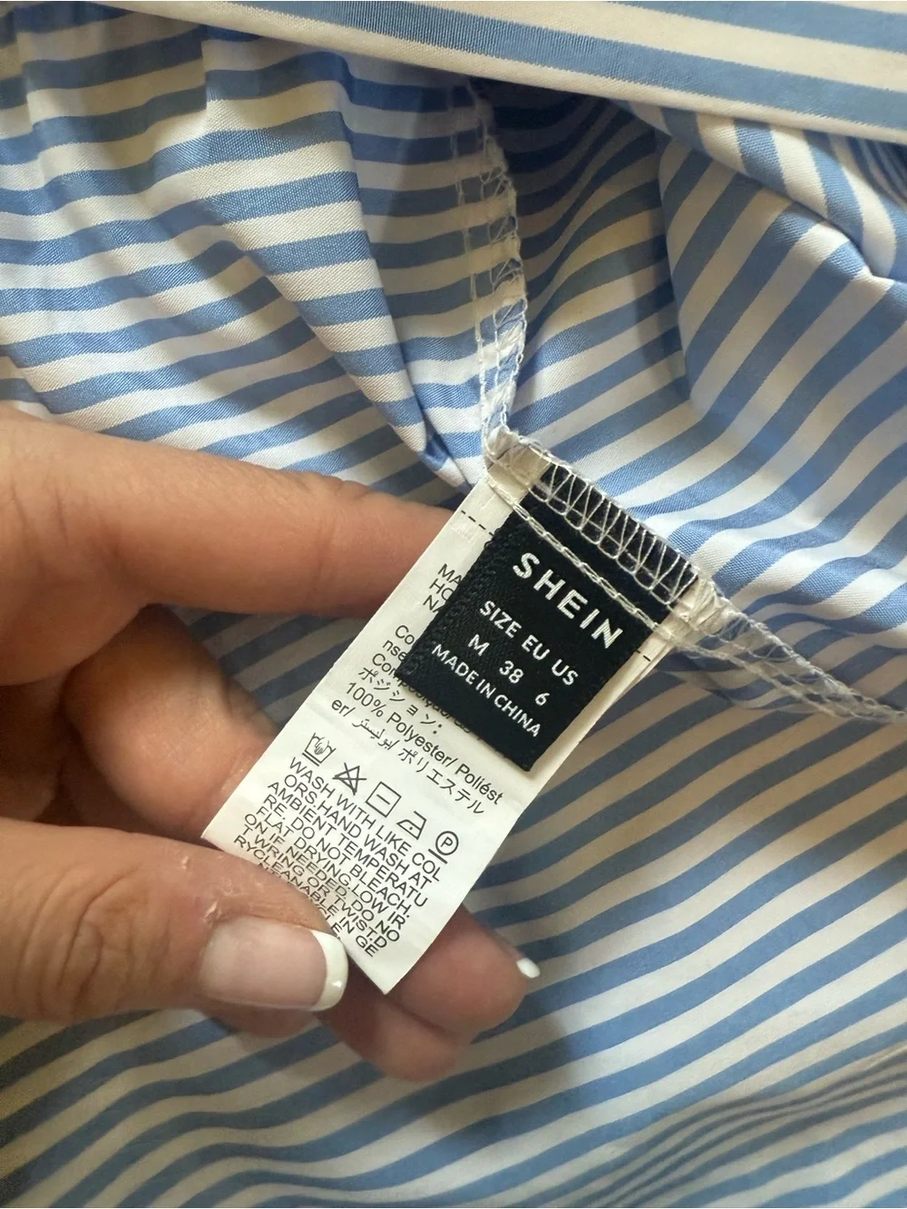 SHEIN Blue & White Striped Button Front Tiered Maxi Shirt Dress Size Medium